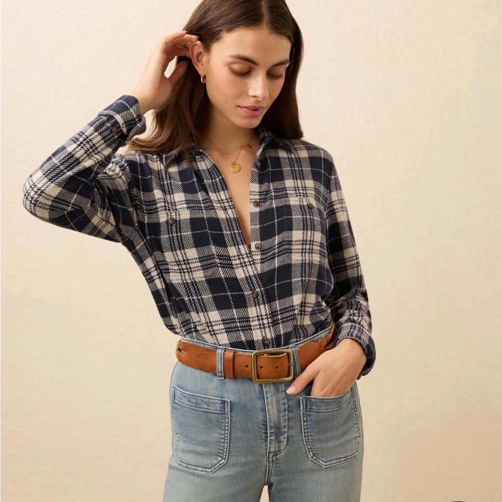 Faherty Legend Sweater Shirt Sapphire Lake Plaid